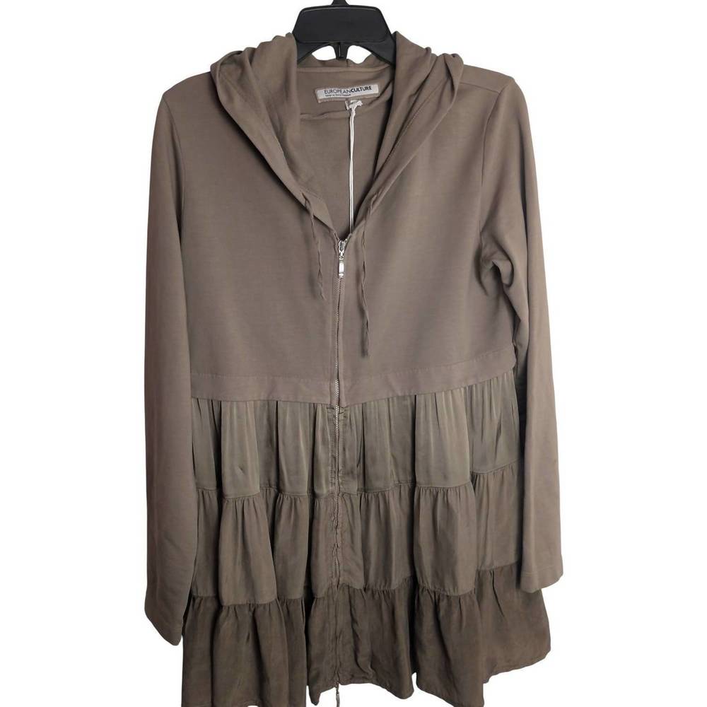 NEW EUROPEAN CULTURE women's fleece baby doll jacket in khaki